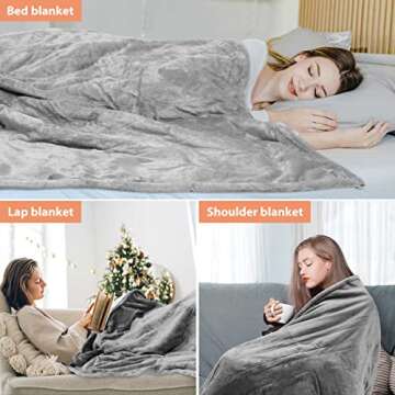 Lukasa Electric Throw Reversible Sherpa/Fleece Heated Blanket, Machine Washable,ETL Certified,5 Setting Levels 4 Hours Auto-Off, 50" x 60" (Gray)