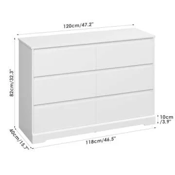 FOTOSOK Modern 6 Drawer Dresser for Stylish Storage
