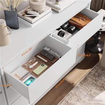 FOTOSOK 6 Drawer Double Dresser, White Dresser, Modern 6 Chest of Drawers with Deep Drawers, Wide Storage Organizer Cabinet for Living Room Home
