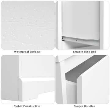 FOTOSOK 6 Drawer Double Dresser, White Dresser, Modern 6 Chest of Drawers with Deep Drawers, Wide Storage Organizer Cabinet for Living Room Home