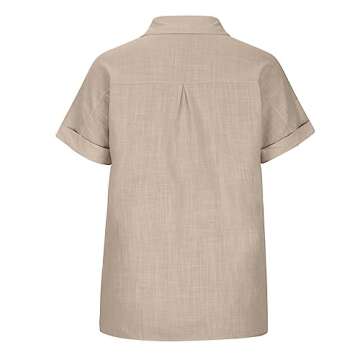 Trendy Linen Shirts for Women - Short Sleeve Casual Tops