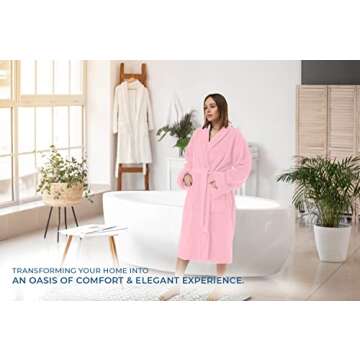 DAN RIVER Bathrobe Made with 100% Ringspun Cotton for Men and Women Pack-1 | Highly Absorbent Perfect for Hotel, Spa & Shower 400 GSM – Pink