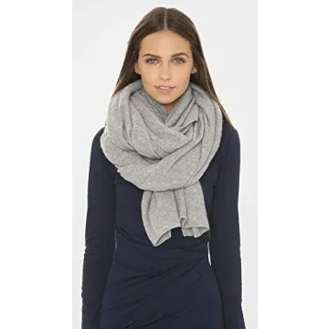 Luxurious Grey Heather Cashmere Travel Wrap Scarf - Stylish Warmth