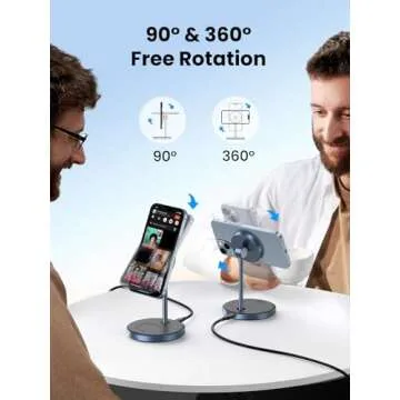 UGREEN MagFlow 2-in-1 Magnetic Wireless Charging Station Compatible with iPhone 16 15 14 13 12 Series and AirPods Series, Wireless Charging Stand with 3 FT USB-C Cable (No AC Adapter)