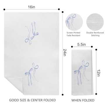 Kemingni Blue Coquette Kitchen Towels, 16x24 Inches