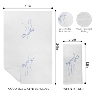 Kemingni Blue Coquette Kitchen Towels, 16x24 Inches