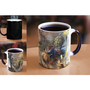 Thomas Kinkade's "Beauty and the Beast Falling In Love" Morphing Ceramic Mugs,11 ounces