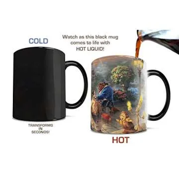Thomas Kinkade's "Beauty and the Beast Falling In Love" Morphing Ceramic Mugs,11 ounces