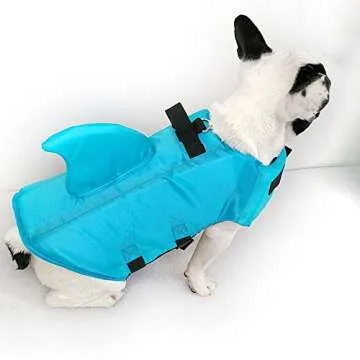 Snik-S Dog Life Jacket- Preserver with Adjustable Belt, Pet Swimming Shark Jacket for Short Nose Dog...