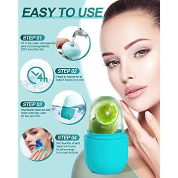 USINMIN Ice Roller for Face & Eye, Beauty Facial Ice Holder Mold Face Puffiness Relief Massage Skin Care Tools for Brighten Lubricate Shrink Pores Remove Fine Lines