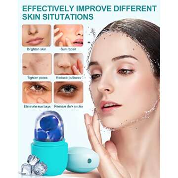 USINMIN Ice Roller for Face & Eye, Beauty Facial Ice Holder Mold Face Puffiness Relief Massage Skin Care Tools for Brighten Lubricate Shrink Pores Remove Fine Lines
