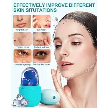 USINMIN Ice Roller for Face & Eye, Beauty Facial Ice Holder Mold Face Puffiness Relief Massage Skin Care Tools for Brighten Lubricate Shrink Pores Remove Fine Lines