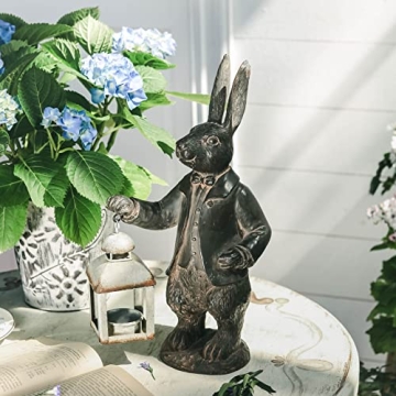 Mr. Rabbit Lantern Statue for Home and Garden