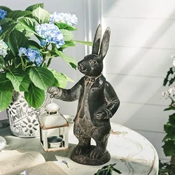 Mr. Rabbit Lantern Statue for Home and Garden
