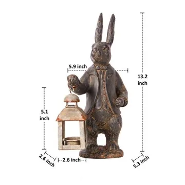 Mr. Rabbit Lantern Statue for Home and Garden