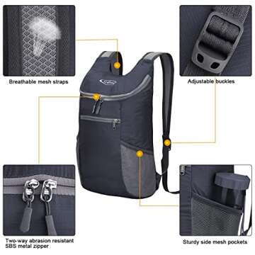 G4Free Lightweight Packable Day Hiking Backpack