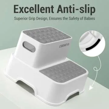 COOSEYA 2 Step Stools for Kids,Toddler Step Stool for Bathroom Sink,No-Slip Double up Stepping for Toddlers Bathroom, Multifunctional Toilet Potty Stool for Kids,Toilet Potty Training(2 Packs)