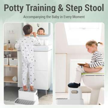 COOSEYA 2 Step Stools for Kids,Toddler Step Stool for Bathroom Sink,No-Slip Double up Stepping for Toddlers Bathroom, Multifunctional Toilet Potty Stool for Kids,Toilet Potty Training(2 Packs)