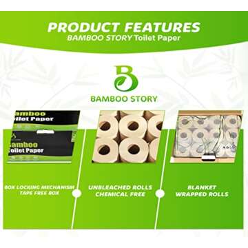 Eco-Friendly Premium Bamboo Toilet Paper - 24 Rolls