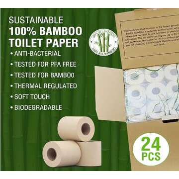 Eco-Friendly Premium Bamboo Toilet Paper - 24 Rolls