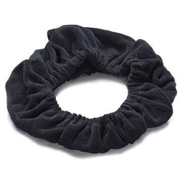 TASSI Black Hair Holder Head Wrap Stretch Terry Cloth - Ultimate Hair Control