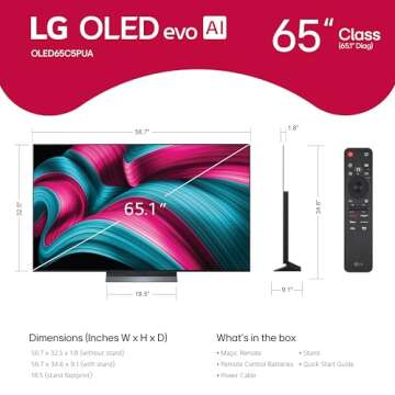 LG 65-Inch Class OLED evo AI 4K C5 Series Smart TV w/Dolby Atmos, Dolby Vision and HDR10