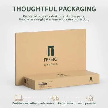 FEZIBO Mid Century Modern Standing Desk with 3 Drawers, 55 x 26 Inches Whole-Piece Sit Stand Up Desk for Home Office, White Top with White Frame (2 Packages)