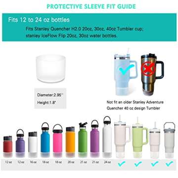 2 Pcs Silicone Bumper Boot for Stanley Quencher Adventure 40oz & Stanley IceFlow 20oz 30oz, Protecti...