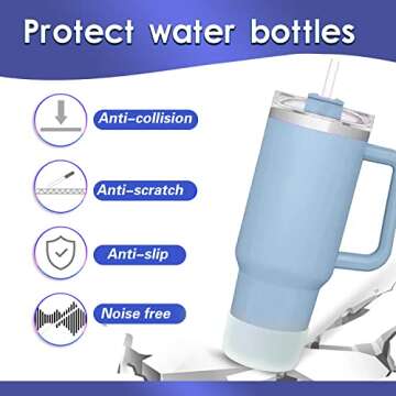 2 Pcs Silicone Bumper Boot for Stanley Quencher Adventure 40oz & Stanley IceFlow 20oz 30oz, Protective Silicone Water Bottle Bottom Sleeve Cover Compatible with Stanley Tumbler (A-Clear)