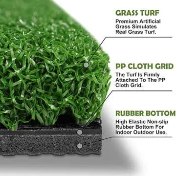 Golf Mat Chipping Hitting 25" x16" 3in1 Foldable - Practice Turf Outdoor Indoor Premium Quality Trai...