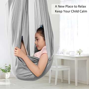 Sensory Swing for Kids Indoor with Special Needs (Hardware Included), 360° Rotation Indoor Therapy ...