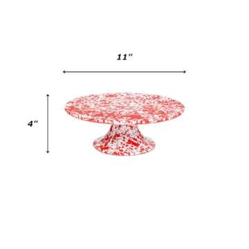 Crow Canyon Home Enamelware Cake Platter, 11 inch, Grey/White Splatter