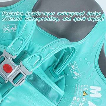 Mambobaby Float Add Tail Baby/Infant Swim Float with Canopy, Non-Inflatable Solid Upgrade Soft Waterproof Skin-Friendly Leather Material (Deluxe Edition)