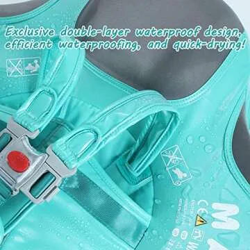 Mambobaby Float Add Tail Baby/Infant Swim Float with Canopy, Non-Inflatable Solid Upgrade Soft Waterproof Skin-Friendly Leather Material (Deluxe Edition)