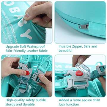 Mambobaby Float Add Tail Baby/Infant Swim Float with Canopy, Non-Inflatable Solid Upgrade Soft Waterproof Skin-Friendly Leather Material (Deluxe Edition)