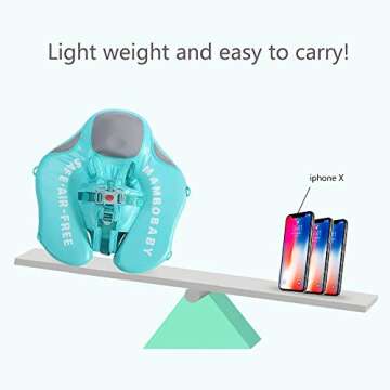 Mambobaby Float Add Tail Baby/Infant Swim Float with Canopy, Non-Inflatable Solid Upgrade Soft Waterproof Skin-Friendly Leather Material (Deluxe Edition)