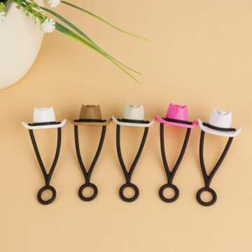 TOOVREN Cowboy Hat Straw Cover Cap for Stanley Cup 5PCS Silicone Straw Topper for Stanley Covers 30&40 Oz Tumbler with Handle for Cup Accessories,10mm Dust-Proof Reusable