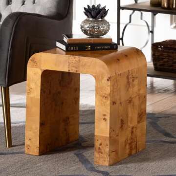 bali & pari Revelle Modern and Contemporary Real Mappa Burl Wood End Table