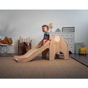 Avenlur Nima Indoor Slide - Elephant Shape Montessori Waldorf Style - Safe, Sturdy, and Reliable - P...