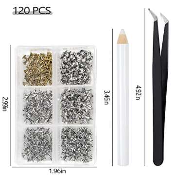 Chrome Hearts Nail Charms, 120pcs 3D Cross Nail Decoration, Vintage Metal Punk Nail Charms Accessories Nail Art Supplies for Manicure Nail Art Craft DIY Nail Decorations (120)