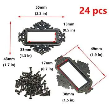 Antrader 24 Pack Vintage Lace-up Office Library File Drawer Tag Business Card Slot Label Holder Meta...