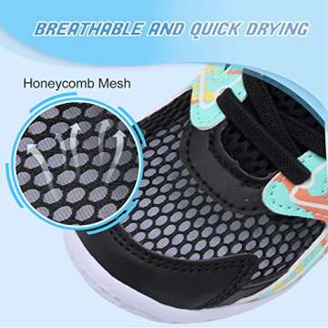 L-RUN Barefoot Tennis Shoes Athletic Sneakers for Kids Breathable Sneakers for Kids Girls Boys Black M US 5-5.5 Toddler