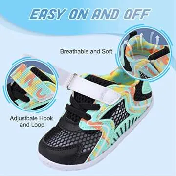 L-RUN Barefoot Tennis Shoes Athletic Sneakers for Kids Breathable Sneakers for Kids Girls Boys Black M US 5-5.5 Toddler