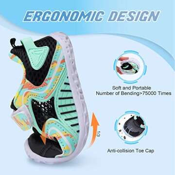 L-RUN Barefoot Tennis Shoes Athletic Sneakers for Kids Breathable Sneakers for Kids Girls Boys Black M US 5-5.5 Toddler