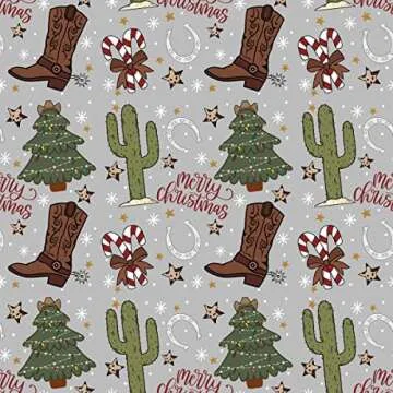 Cute Cowboy Western Gift Wrap Merry Christmas Thick Wrapping Paper Cowgirl Boot