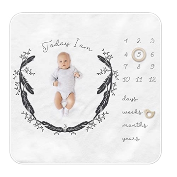 Paishanas Baby Monthly Milestone Blanket - Soft Fleece, Gender Neutral, Photo Props, 47" x 47"