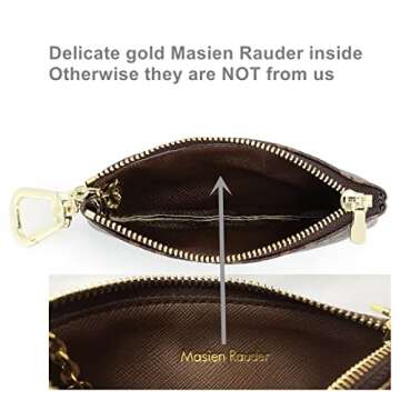 Rauder Luxury Zip Key Chain Pouch | Mini Coin Purse Wallet Card Holder with Clasp | for Men Women - ...