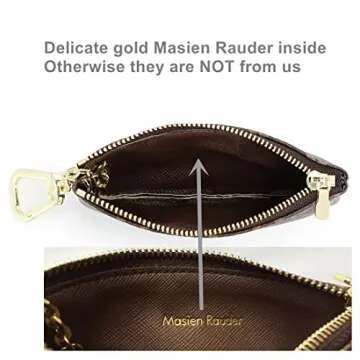 Rauder Luxury Zip Key Chain Pouch | Mini Coin Purse Wallet Card Holder with Clasp | for Men Women - ...