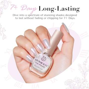 AZUREBEAUTY Nail Polish Set Quick Dry Vegan Glitter Pearl White& Raspberry Red Nail Lacquer Natural Strengthening Treatment Kit