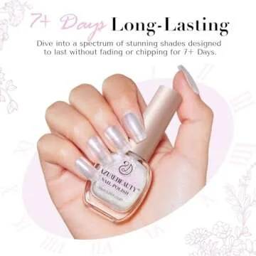 AZUREBEAUTY Nail Polish Set Quick Dry Vegan Glitter Pearl White& Raspberry Red Nail Lacquer Natural Strengthening Treatment Kit